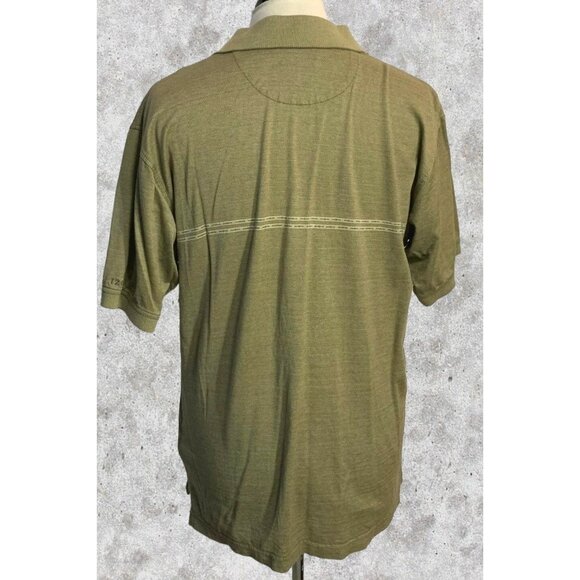 Izod Golf Cotton Cool-FX Polo Shirt Mens Sz Medium Olive Short Sleeve Collared - Picture 2 of 12